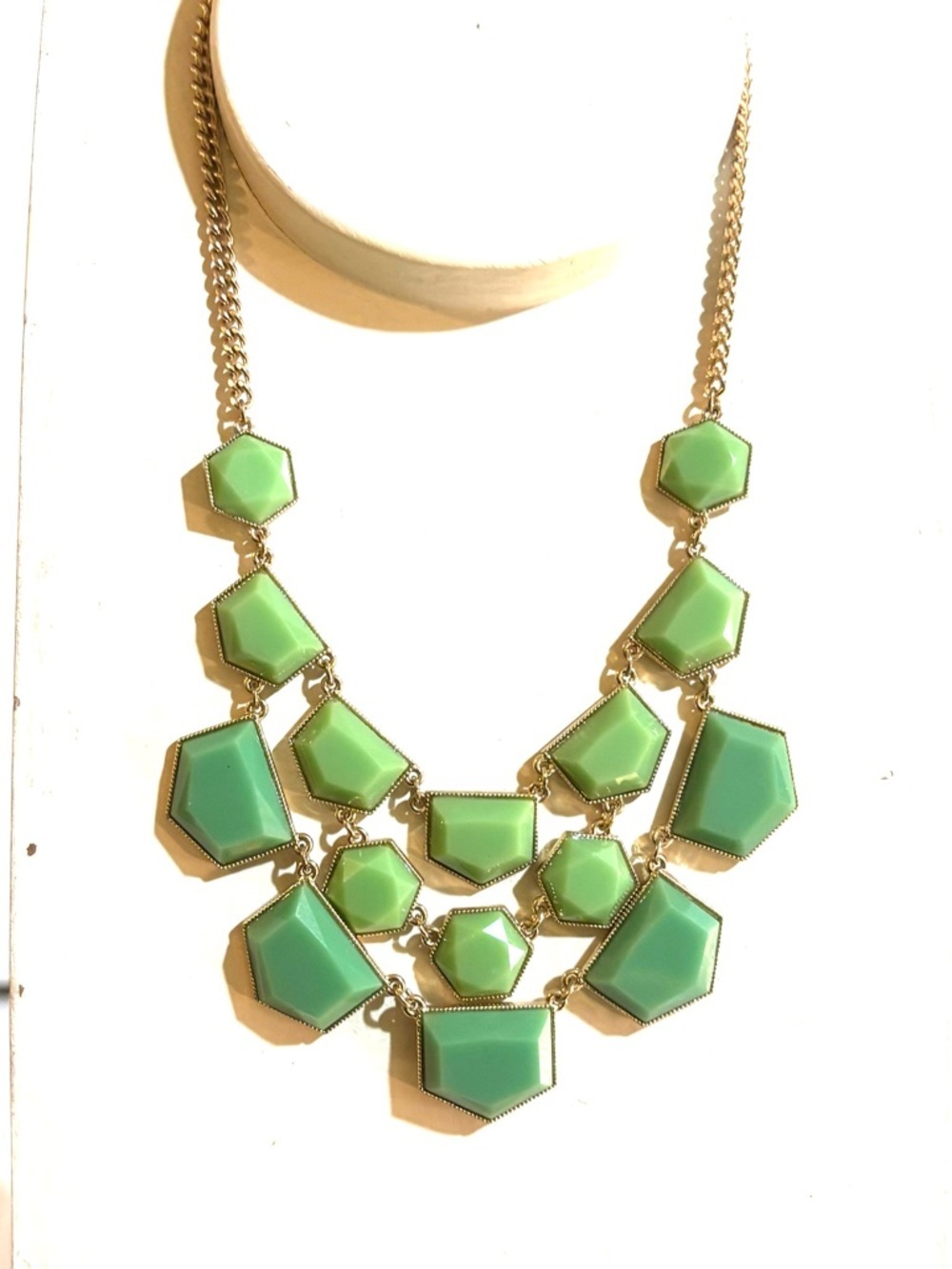 Gold-Tone Green Geometric Statement Necklace - Women Jewelry